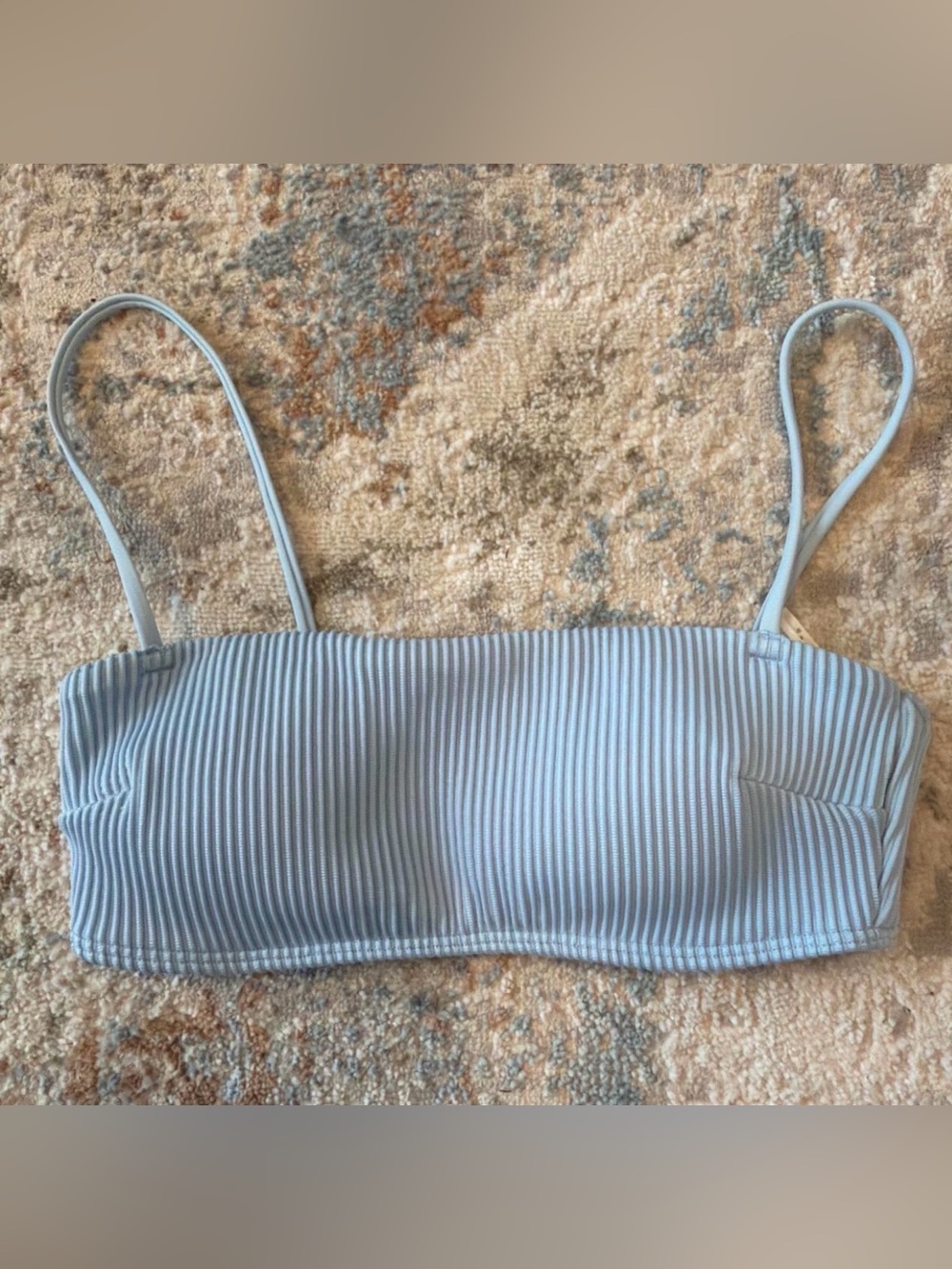 Light Blue Ribbed Bikini top